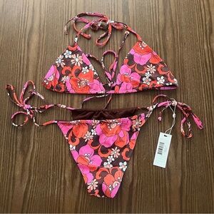 Frankie’s Bikini Tia Floral Triangle Top and Tia Floral String Bottom 2X Large
